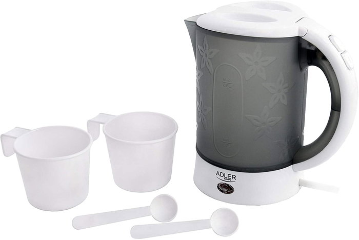 ADLER Hervidor de Agua Eléctrico de Viaje 0.6 Litros 900W Rápido