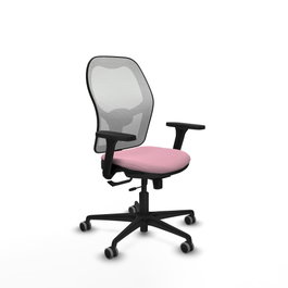 PIQUERAS Y CRESPO Silla de oficina Jorquera Rosa y Blanca con Brazos 3D