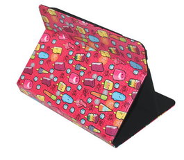 Funda Tablet Silver Ht Estampada Universal 9 -11 Cool Ice Pop Metal Rojo Puntos Blancos