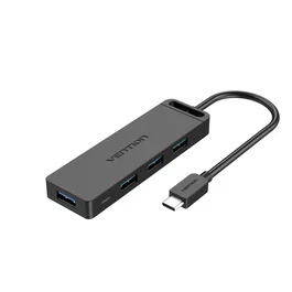 Vention TGKBB Hub USB 3.2 Gen 1 Tipo-C a 4 Puertos USB 3.0 Hub con MicroUSB, Velocidad 5 Gbps, Plug and Play, Compatible con MacBook, iPad, Surface y más (Negro)