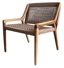 DKD Home Decor Silla de Teca y Fibra Marrón