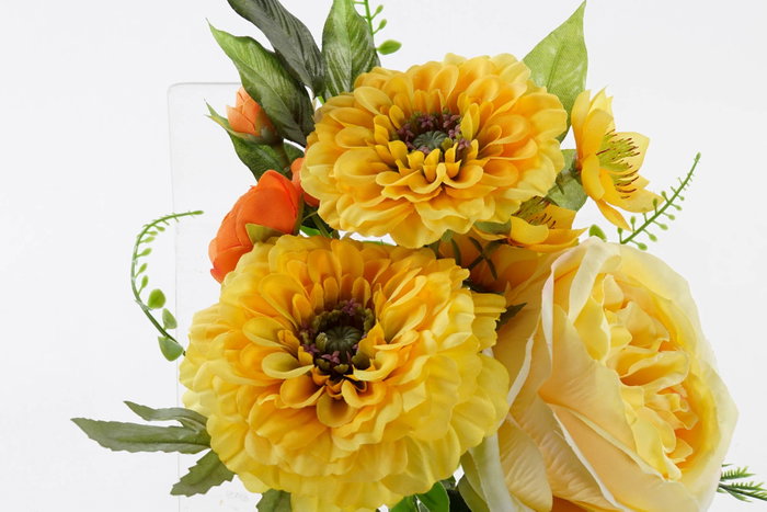 DKD Home Decor Ramo de Rosas Amarillo y Blanco PE