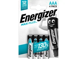 Energizer Pilas Alcalinas MAX PLUS AAA Blister de 4 Unidades - Larga Duración para Dispositivos de Alto Consumo