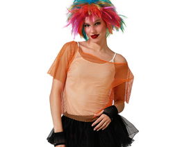 Camiseta Rejilla Naranja Estilo Ochentero Fiesta Retro Disco