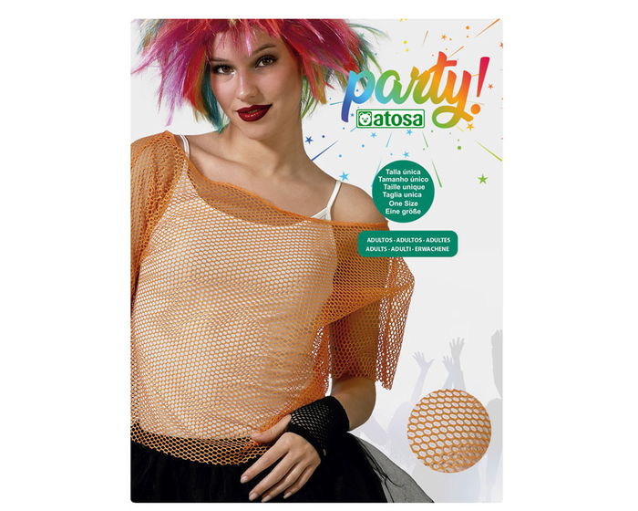 Camiseta Rejilla Naranja Estilo Ochentero Fiesta Retro Disco