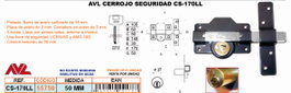 AVL Cerrojo de seguridad CS-170LL105 con pomo redondo de 50 mm y 5 llaves