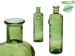 Giftdecor Botella Decorativa Vidrio Stamp 45 cm Verde (Set de 4)