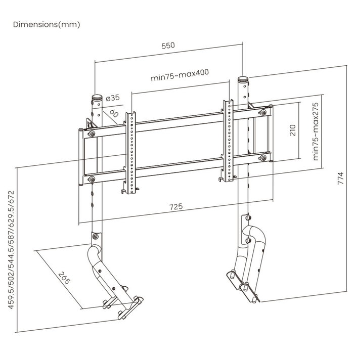 Oplite OP-R8-SMSB Soporte para Monitor de Escritorio Single 57" Negro - Ajustable en Altura, Profundidad e Inclinación para VESA 75x75 a 400x200 mm