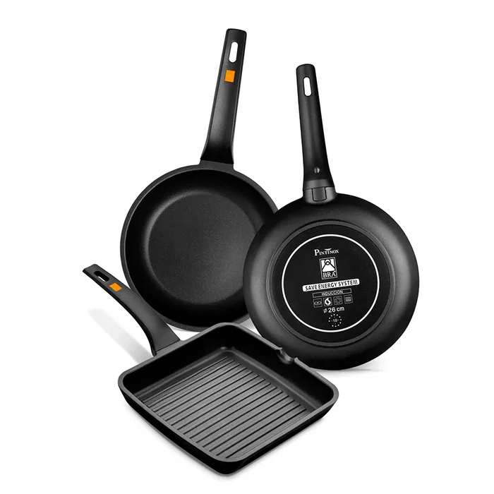 BRA Efficient A271226 Sartén de Aluminio Forjado 26 cm, Negro y Naranja, Antiahdherente, Apta para Inducción y Lavavajillas