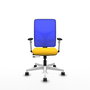 PIQUERAS Y CRESPO Silla de oficina Motilla con mecanismo Sincro/Traslack, Amarillo y Azul