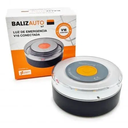 Balizauto V16 PD-000093 Luz Baliza de Emergencia Conectada Homologada DGT Base Imantada Geolocalizable Funciona a Pilas