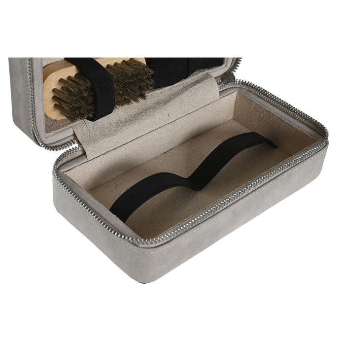 DKD Home Decor Set de 6 Limpia Zapatos Gris Claro y Marron Oscuro 10.5 x 7 x 19.5 cm