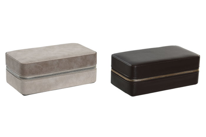 DKD Home Decor Set de 6 Limpia Zapatos Gris Claro y Marron Oscuro 10.5 x 7 x 19.5 cm