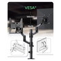 ICY BOX IB-MS622-T Soporte de Monitor de Escritorio con Pinza/Atornillado, 13 kg, Ajustable, 17-32 Pulgadas, Compatibilidad VESA 100x100 y 75x75 mm, Negro