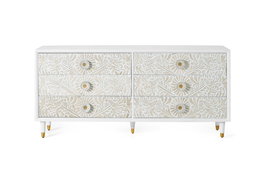 Giner y Colomer Cómoda Madera Mango Blanco Dorado 6 Cajones