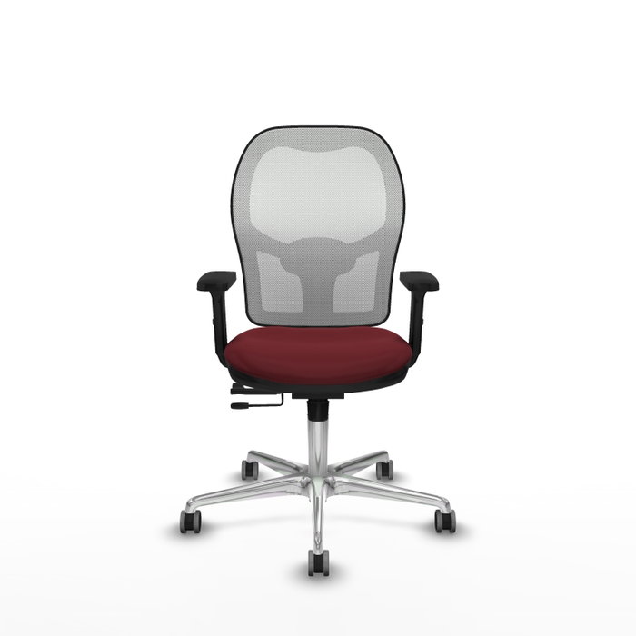 PIQUERAS Y CRESPO Silla de oficina Jorquera con mecanismo Sincro/Traslack, Similpiel Granate y Malla Blanca PIQUERAS Y CRESPO Silla de oficina Jorquera con mecanismo Sincro/Traslack, Similpiel Granate y Malla Blanca