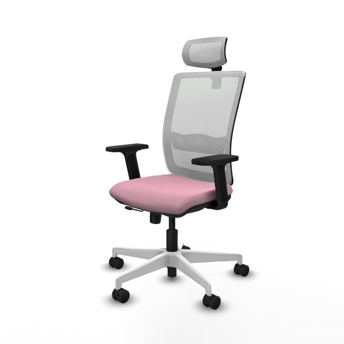 PIQUERAS Y CRESPO Silla de oficina Haches con mecanismo Sincro/Traslack Rosa y Blanco