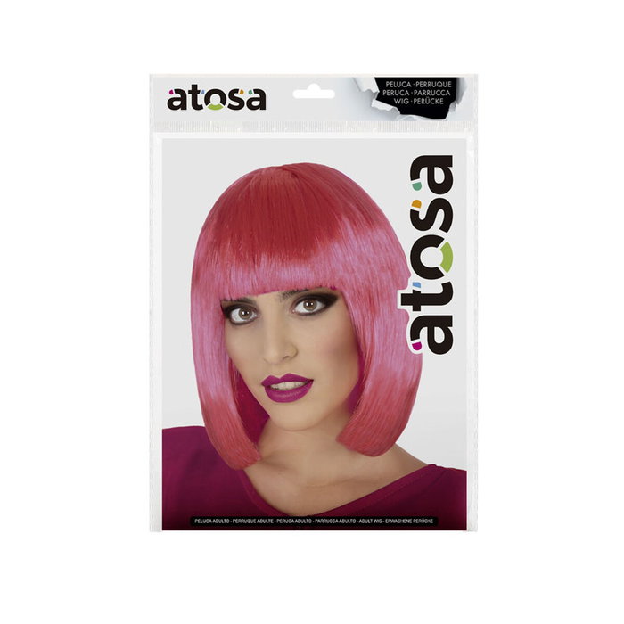 Tendencia Peluca Corta Lisa Fucsia Con Flequillo Recto, 100 gr