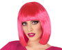 Peluca Corta Lisa Fucsia Con Flequillo 100 gr