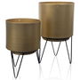 Home Deco Factory Juego de 2 Macetas con Pie Metal Colección Lounge