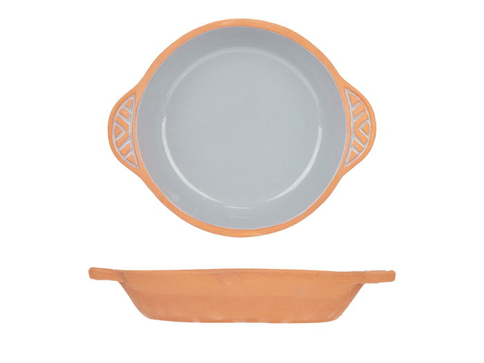 La Dehesa Cazuela Barro Redonda con Asas 20 cm Gris para Horno y Microondas (Set de 8)