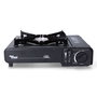 Alpen Camping Tyrol Cocina Portátil de 1 Fuego para Camping, Usa Cartucho Gas 227 g, Incluye Maletín, 2.0 KW, Negra, 36 x 12 x 30 cm