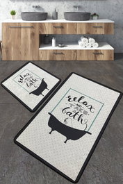 Mijölnir Juego de Alfombras de Baño de Poliéster Suave Antideslizante Antibacteriano 60x100cm y 50x60cm