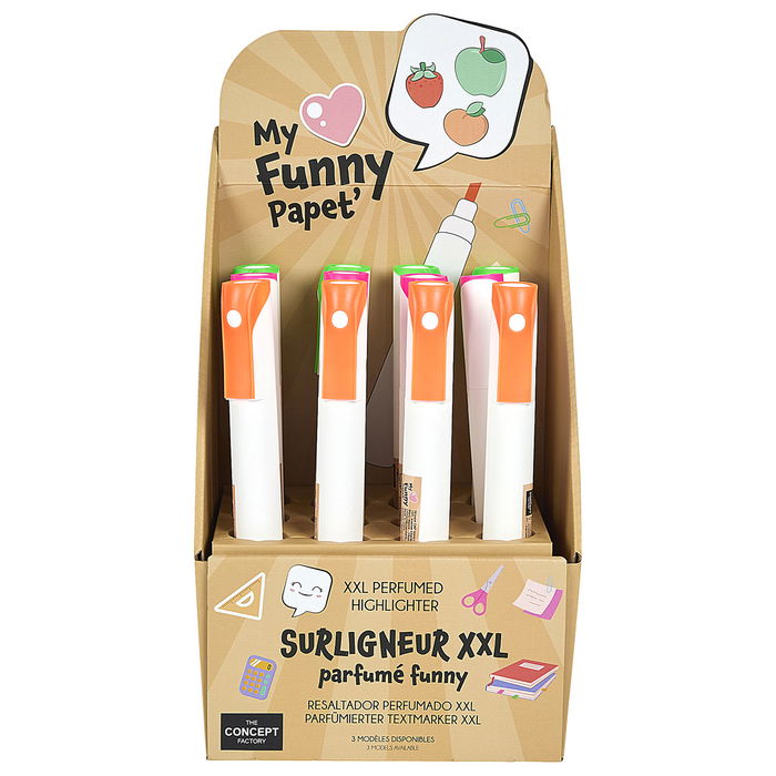 The Concept Factory Rotulador Fluorescente Con Aroma My Funny Papet Colección Naranja Melocotón Verde Manzana Fucsia Fresa