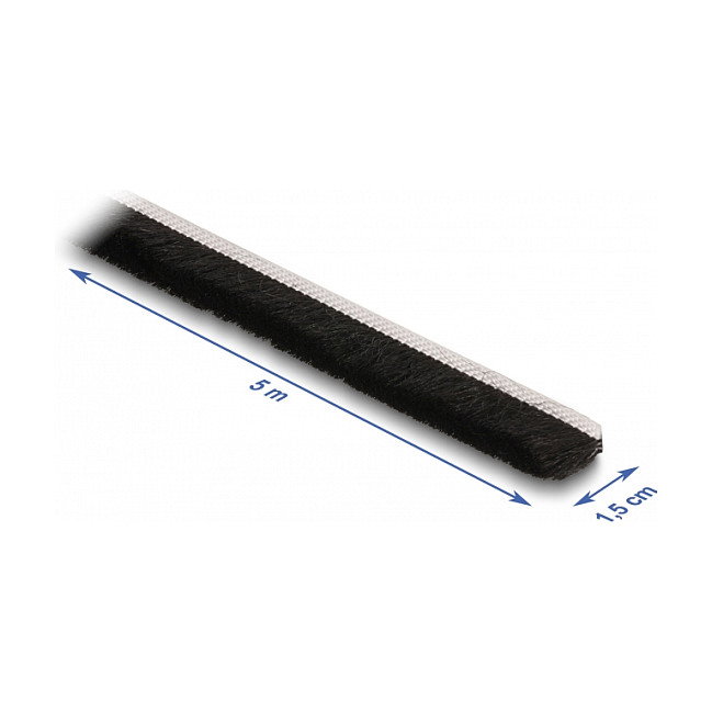 DeLOCK Tira de Cepillo Autoadhesiva 15 mm - 5 m - Negro