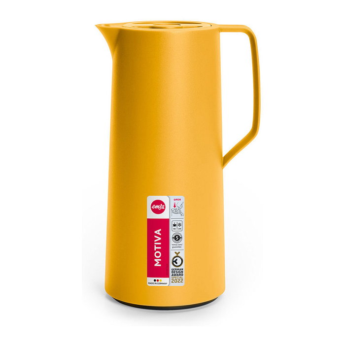 Emsa Motiva Quick Press Tetera 1 Litro 1000 ml, Color Amarillo