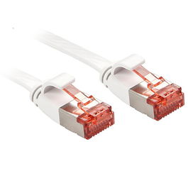 Lindy Cable de Red Plano Cat.6 U/FTP 10m Blanco con Conectores RJ45, Chapado en Oro