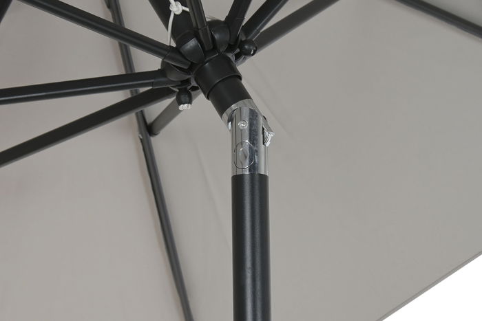 DKD Home Decor Parasol para Terraza y Jardín Gris 265x265x250 cm Reclinable UV 50+ con Mástil 38mm