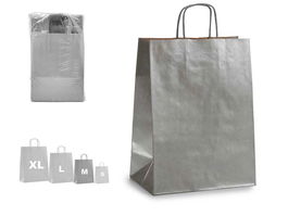 Pincello Bolsa Papel Plata Kraft Pequeña 39x40x0.2 cm (Medida Abierta 24x12x40 cm) (Set de 150)