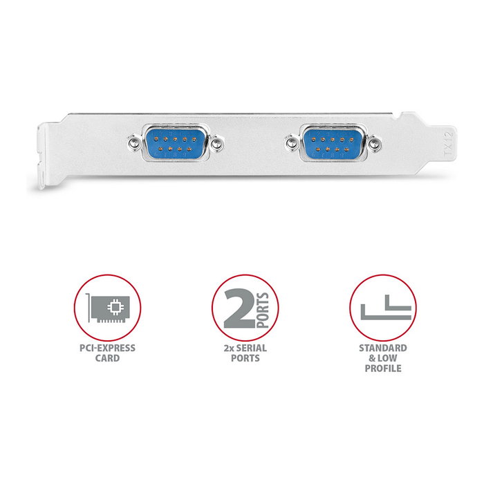 Axagon PCEA-S2N Adaptador PCIe con 2 puertos serie - ASIX AX99100