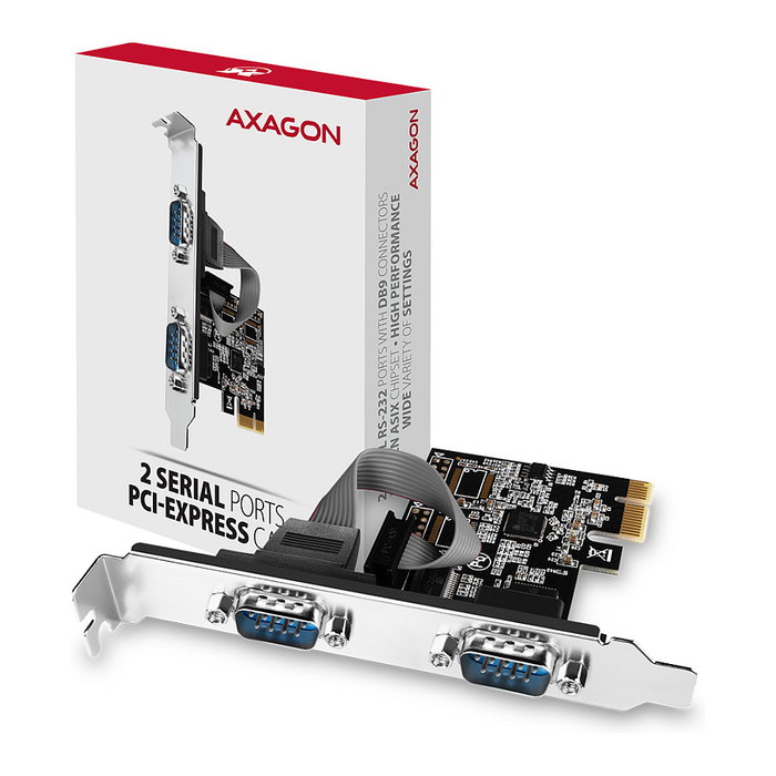 Axagon PCEA-S2N Adaptador PCIe con 2 puertos serie - ASIX AX99100