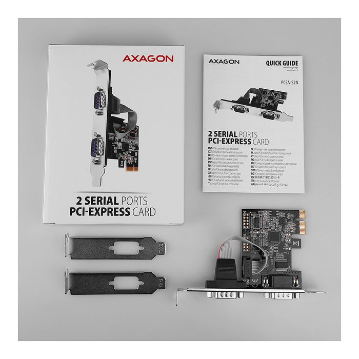 Axagon PCEA-S2N Adaptador PCIe con 2 puertos serie - ASIX AX99100