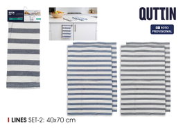Inde Set de 12 Paños de Cocina de Algodón con Líneas 40x70 cm