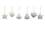 DKD Home Decor Decoracion Colgante Navidad Moderna Blanco Gris Metal Set de 6 Piezas 2 x 7 x 7 cm
