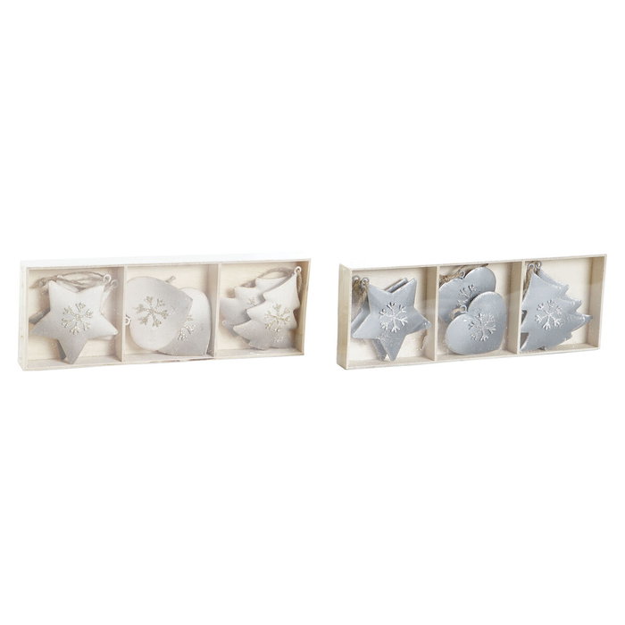 DKD Home Decor Set de 6 Decoraciones Colgantes de Metal Blanco y Gris