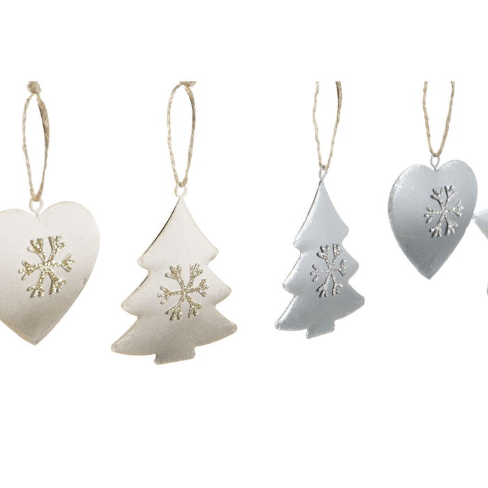 DKD Home Decor Set de 6 Decoraciones Colgantes de Metal Blanco y Gris