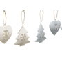DKD Home Decor Set de 6 Decoraciones Colgantes de Metal Blanco y Gris
