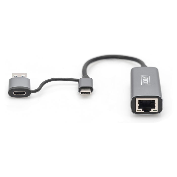 Digitus Adaptador USB-C a Ethernet 2.5G, USB 3.0/3.1 RJ-45 Gris Digitus Adaptador USB-C a Ethernet 2.5G, USB 3.0/3.1 RJ-45 Gris