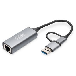 Digitus Adaptador USB-C a Ethernet 2.5G, USB 3.0/3.1 RJ-45 Gris