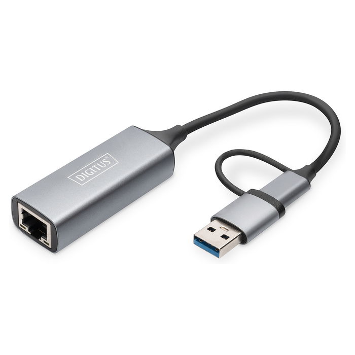 Digitus Adaptador USB-C a Ethernet 2.5G, USB 3.0/3.1 RJ-45 Gris Digitus Adaptador USB-C a Ethernet 2.5G, USB 3.0/3.1 RJ-45 Gris