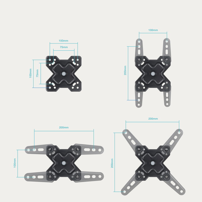 TOOQ Soporte de Pared para Pantallas 13-43 Pulgadas, Negro
