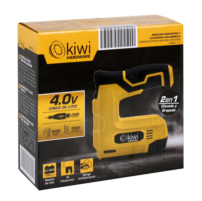 Kiwi Grapadora/Clavadora Inalambrica 4.0 V con Dimensiones 17 cm (ancho) x 16 cm (alto) x 7 cm (largo) (4 Unidades)