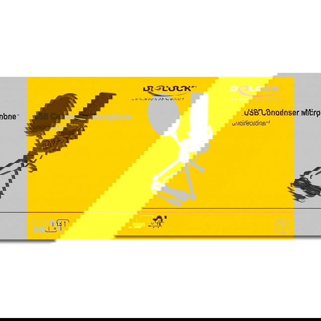 DeLOCK USB Kondensator Mikrofon Set - Mikrofon de Condensador USB para Podcasting, Gaming y Canto