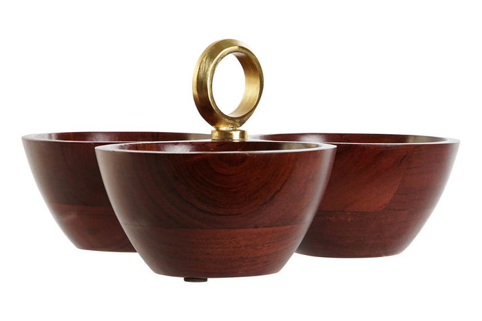 DKD Home Decor Metal makers 2023 Bol Glam Marron Dorado 26 x 13 x 26 cm Set de 3