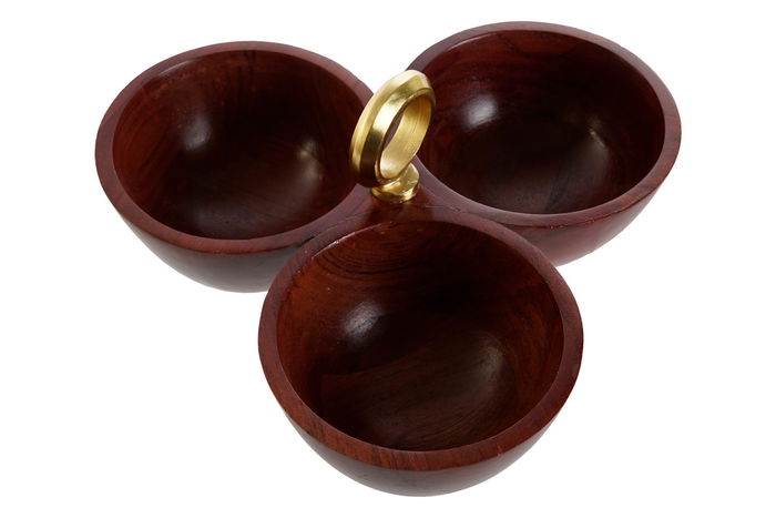 DKD Home Decor Metal makers 2023 Bol Glam Marron Dorado 26 x 13 x 26 cm Set de 3