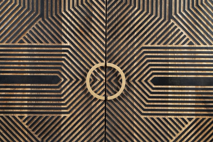 Armario Home ESPRIT Negro Dorado Natural Madera 85 x 38 x 134 cm